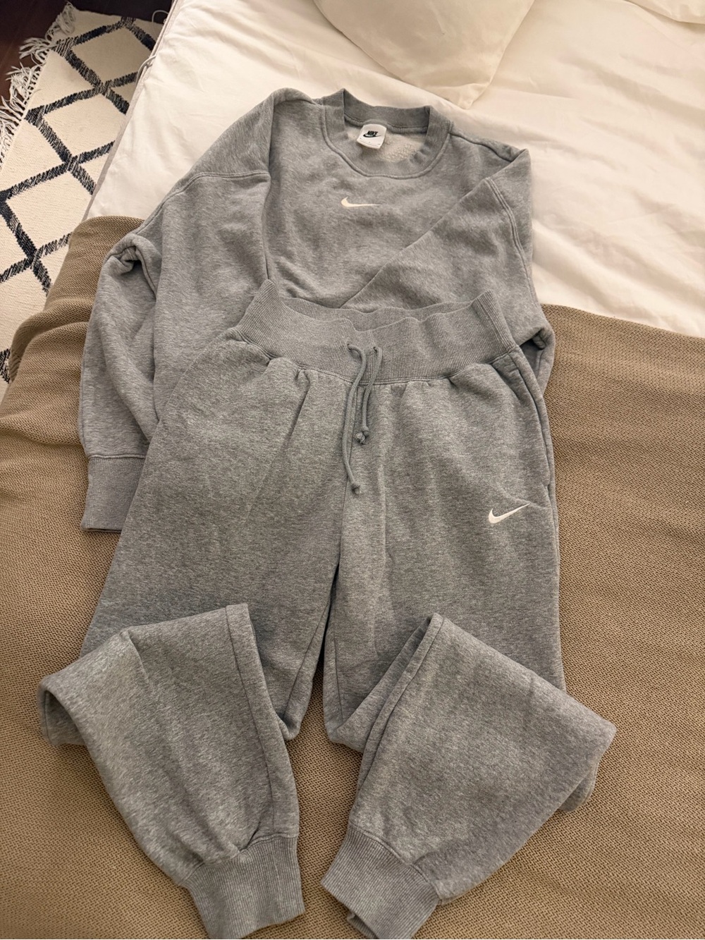 Nike Grey Sweat Joggers Set with White Swoosh